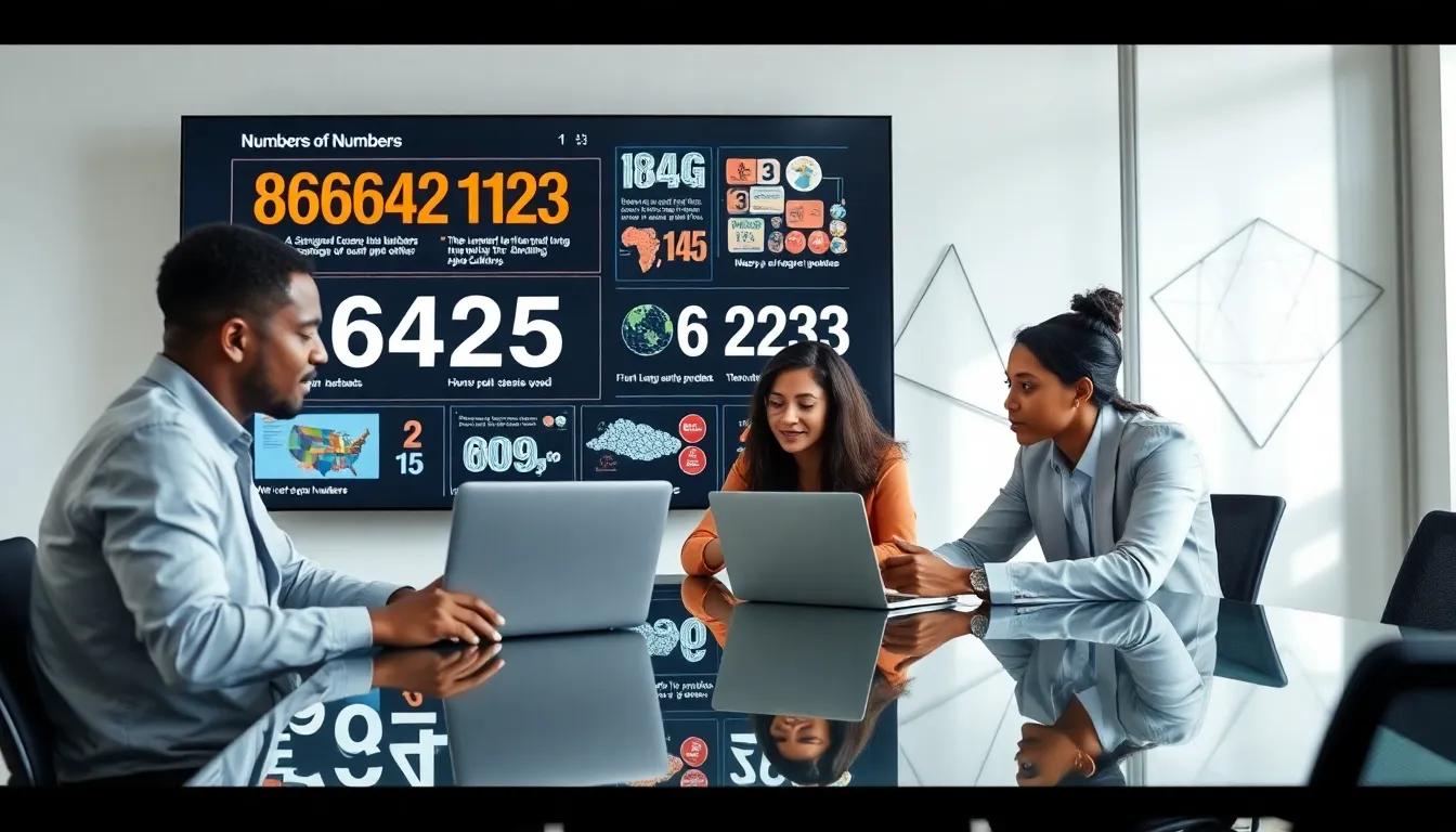 diverse team discussing the significance of numbers in a modern office.